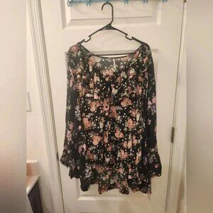 Nwot Free People Loretta Floral Printed Tunic Dark Combo Size M